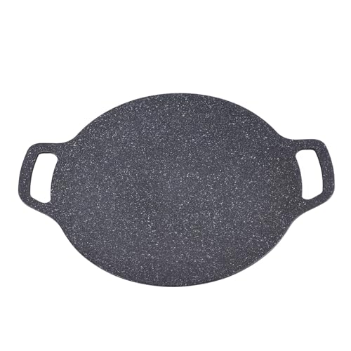 Asixxsix Korean BBQ Grill Pan, Smokeless Round BBQ Griddle with Nonstick 6 Layer Coating Barbecue Hot Plate for Induction, Gas Stove, Electric Cooktop, Indoor or Outdoor (38cm)