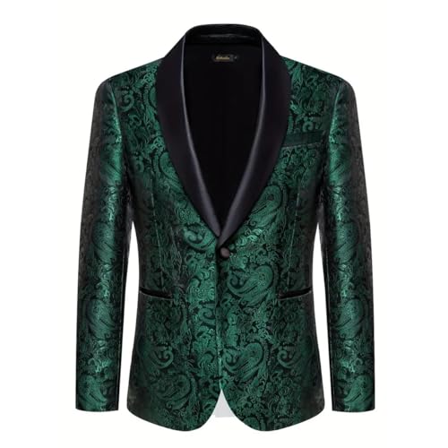 Mens Floral Paisley Tuxedo Suit Jacket Slim Fit 1 Button Blazer Wedding Party Dinner Formal Dress Jacket