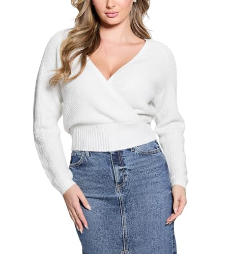 GUESS Women's Long Sleeve Rosie 4g V-Neck Sweater