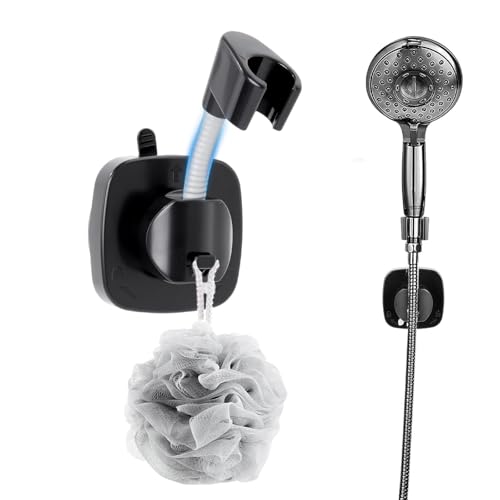 Lot de 2 supports de pommeau de douche rotatifs avec ventouse | Support de pommeau de douche à 360° sans perçage | Support de pommeau de douche réglable...