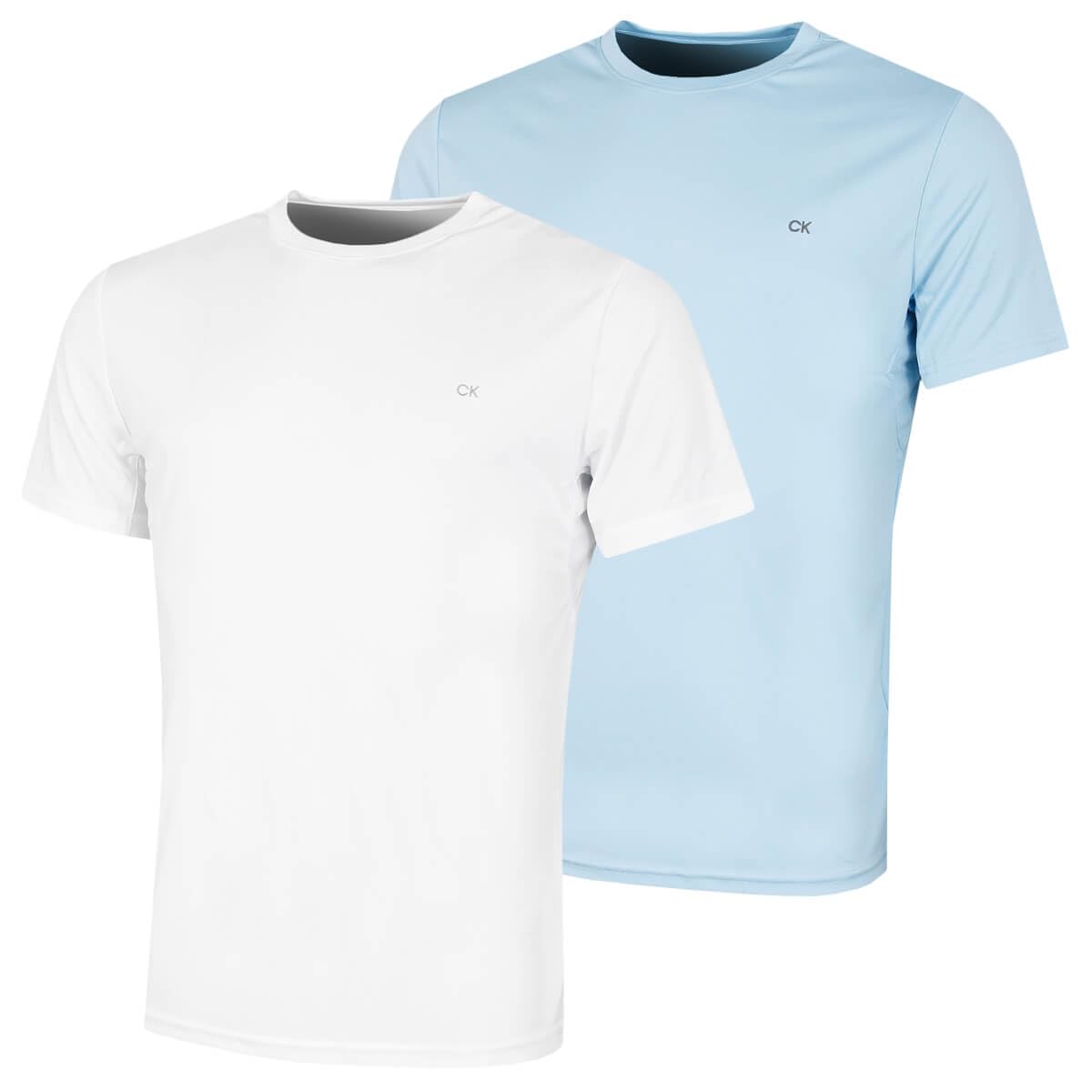 Calvin Klein Men's White/Air Blue 2 Pack Tech T-Shirt - M