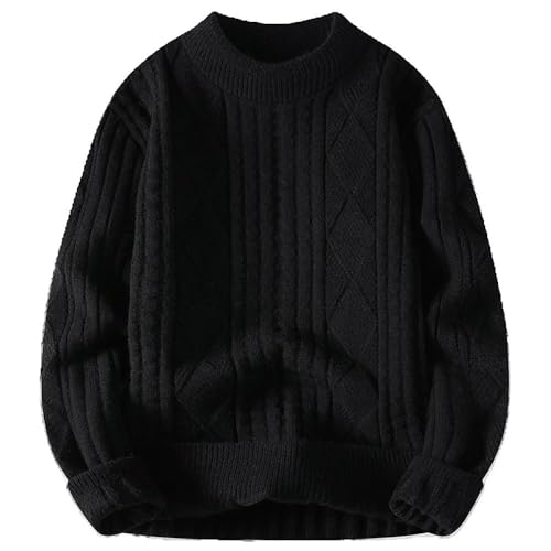 Knit Men Autumn Winter Neck Loose Knitted Sweater Long Sleeve Solid Casual Pullover Sweaters