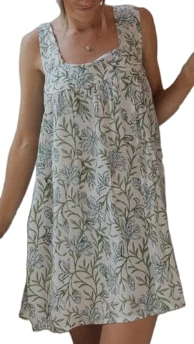 Image of Women Floral Tie Shoulder Mini Dress Cute Square Neck Loose Fit Beach Short Dress Backless Boho Vocation Sundress