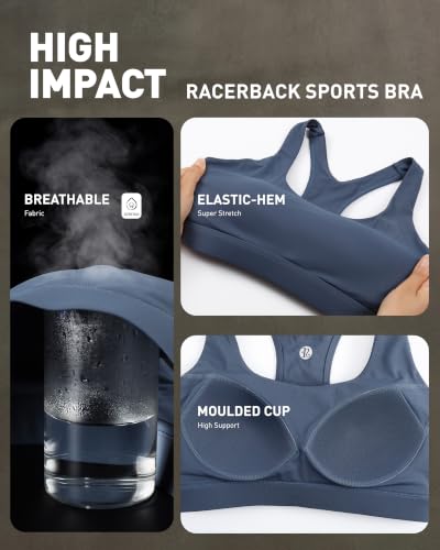 Image of RUNNING GIRL High Impact Sports Bra,Racerback Sports Bras for Women High Support Molded Cup Workout Bra with Sewn in Pads