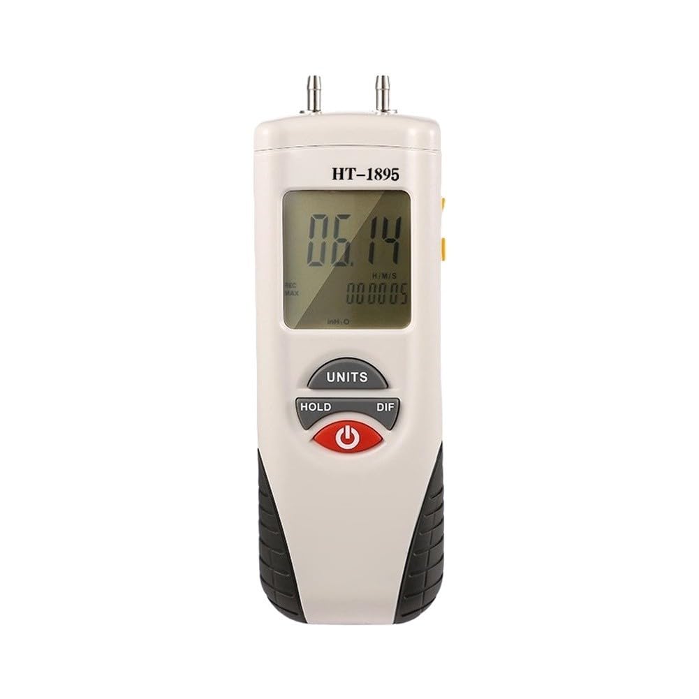 HT-1895 Digitales Differenzdruckmessgerät mit Dual-LCD Display, 0,3% Genauigkeit, 11 Druckeinheiten kPa/psi/mmHg, Datenhaltefunktion für HVAC und Industrie