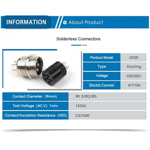 Conector circular de aviación GX20 macho hembra para evitar desconexiones con cable a tope 6