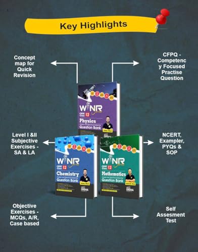 Image of Combo (set of 3 Books) WINR Series CBSE Class 12 Physics, Chemistry & Mathematics Chapter-wise Objective & Subjective Question Bank | New Syllabus | For 2026 Exam | Fully Solved | Competency (CFPQ)