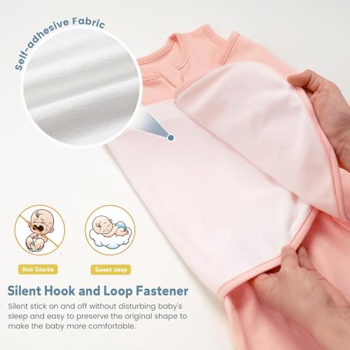 Image of ZIGJOY Sleep Sack Swaddle 1.0 Tog Baby Wearable Blanket 100% Cotton Baby Swaddle Blanket for Newborns 6-12 Months Ocean&Pink
