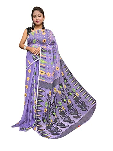 Sari Dhakai Jamdani de algodón indio multicolor de 5.5m para mujer