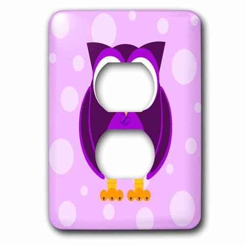 Double prise chouette fond violet clair au motif artistique lsp_13757_6 plaque de finition