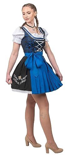 Edelweiss Creek Women’s Oktoberfest Dirndl Dress – 3-Piece Traditional German Bavarian Outfit Black & Blue 8