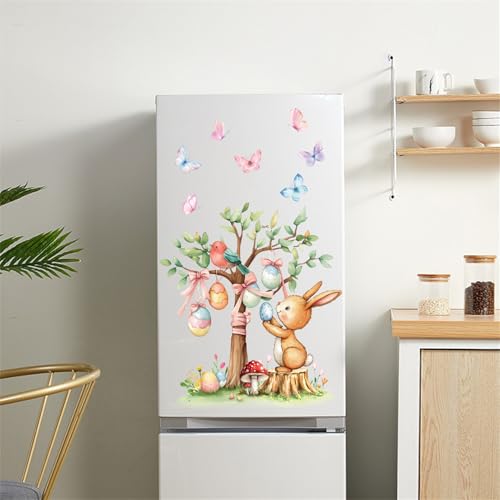 Fensteraufkleber Ostern Selbstklebend – Wiederverwendbare Fensterbilder mit Hasen & Ostereiern | Doppelseitige PVC Oster-Fenstersticker für Kinderzimmer, Osterdeko, Spiegel & Glas (A)