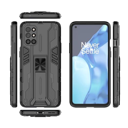 Coque OnePlus 9R magnétique noire antichoc avec béquille