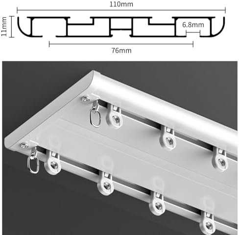 Ultra-Thin Aluminum Alloy Corner Curtain Track System with Adapter, 2.1m/6.9ft, Ideal for Living Room, Bedroom, Office, Room Divider & Home Décor