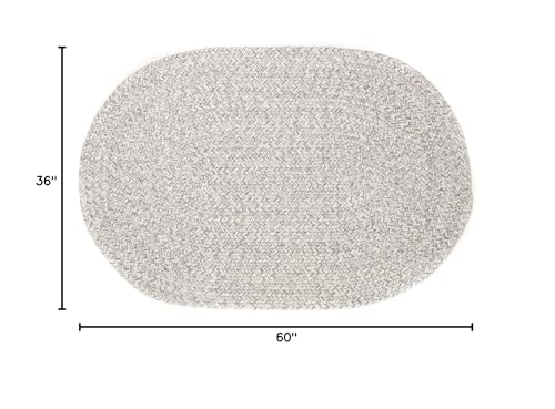 Alfombra Trenzada Super Area Rugs 3x5 Ovalada Gris y Blanca miniatura 2