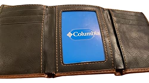 Image of Columbia Men's Tri-Fold Wallet Black and Brown Leather