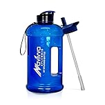 NAVIVVA SPLENDID 2.2 Litre Large Reusable Gym Water Bottle with Straw Lid, Dishwasher Safe, BPA Free Tritan Plastic, Portable, Eco-friendly with Carry Handle (Navy Blue)