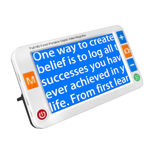 MoreDisp Digital Magnifier 5 Inch,Electronic Auto Focus Reading Aid Simplified Buttons Digital Video Magnifier for The Visually Impaired, Low Vision, Color Blindness, Amblyopia,26 Color Modes