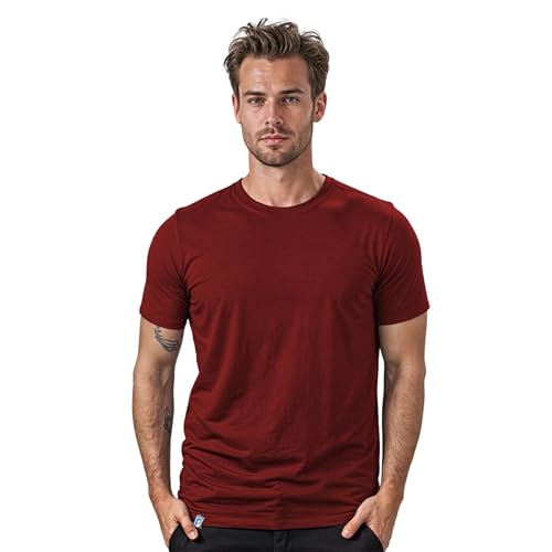 ALPIN LOACKER Coolmax Merino T-Shirt Herren Kurzarm 150 g/m2 I Antischweißshirt I Merinowolle Tshirt I kühlendes Thermooberteil atmungsaktiv, Rot XL