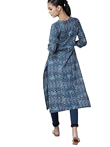 Image of INDO ERA Women's Cotton Straight Fit Printed Calf Length Straight Kurta(KT0NB2169)