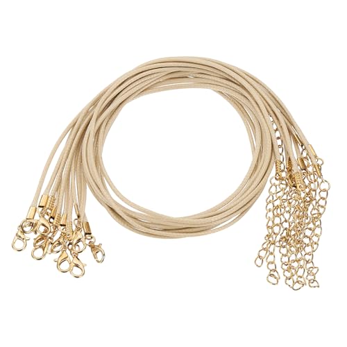 QUARKZMAN 10 Unidades De Cordón para Collar Encerado Al por Mayor, 18 Pulgadas Y 1.5mm De Diámetro, Hilo para Collar con Cierre para Colgantes, Pulseras, Collares, Beige Oscuro