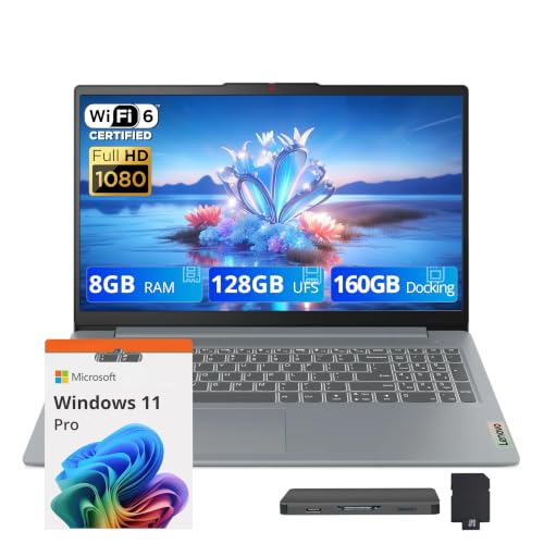 Image of Lenovo IdeaPad Slim 3 15.6 inch FHD Anti-Glare Business Laptop, Intel Core i3-N305, 8GB LPDDR5 RAM, 288GB Storage(128GB UFS+160GB Docking Station), Intel UHD Graphics, WiFi 6, Win 11 Pro, Gray