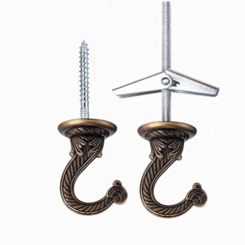 GDQLCNXB 2 Sets 55mm/2.17" Ceiling Metal Ceiling Hooks, Heavy Duty Swag Hooks with Hardware for Hanging Plants/Chandeliers/Wind Chimes/Ornament (Bronze Color) - Image 5