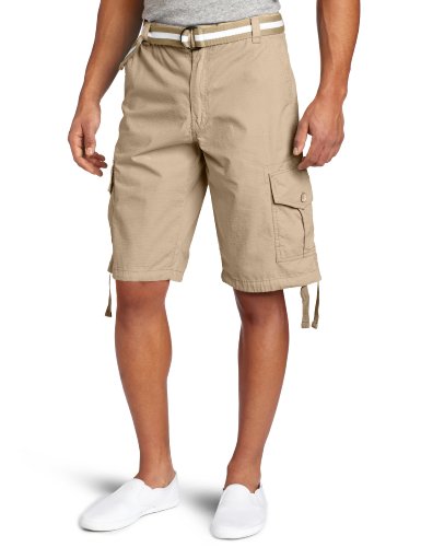 Southpole Men's All-Season Belted Ripstop Basic Cargo Short-Reg and Big & Tall Sizes, Deep Khaki, 36