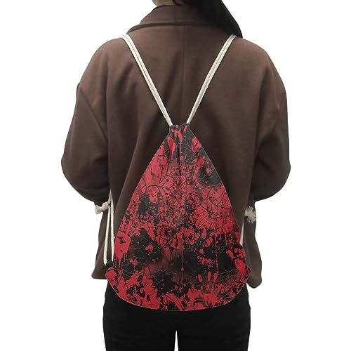 GLUDEAR Halloween Drawstring Bags Trick or Treat Party Candy String Sack Bags Shoulder Bag,Bloody Handprint2