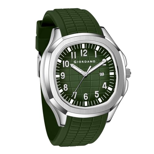 Image of GIORDANO Analog Watch for Men - Textured Dial, Stainless Steel Strap, Date Display, Quartz Movement, Water Resistant