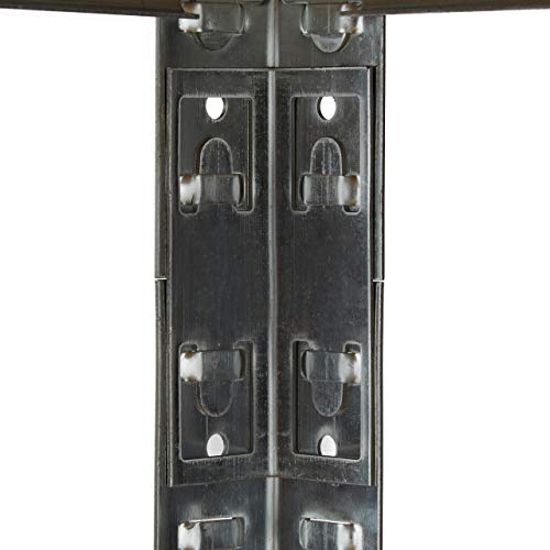 Relaxdays Schwerlastregal mit Werkbank, 900 Kg 5 Böden, Freistehend, HBT 180x 100 x 60 cm, Metall, MDF, Steckregal, grau