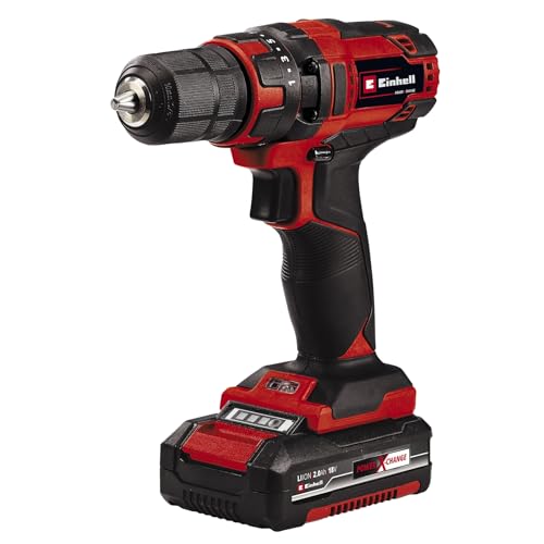 Einhell Akku-Bohrschrauber TC-CD 18/35 Li Kit Power X-Change (18 V, Drehzahl-Elektronik, LED-Beleuchtung, Softgrip, inkl. 2x 2,0 Ah Akku, Ladegerät, Zubehör-Set, Koffer)