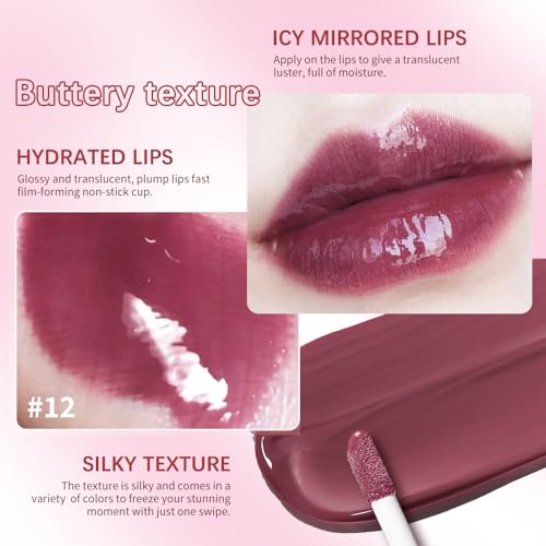 Image of BAISEN DIARY 2PCS Midnight Plum Berry Lip Gloss with Brown Lip Liner Lip Combo Set - 2 Step Overline Volume Lip Kit for Fuller Looking Lips, Hydrating High Shine Gloss & Smooth Glide Contour Pencil