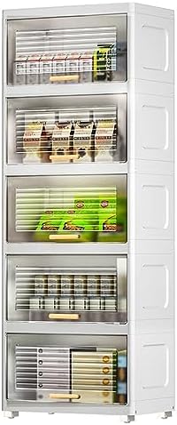 Narrow Rolling Storage Cart with Doors - Versatile Vertical Organizer for Kitchen, Living Room, Bedroom, Hallway, Entryway - Space-Saving Utility Trolley for Efficient Storage Solutions