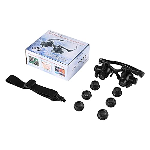 AITEKODVG Vergrößerungswache Reparaturvergrößerungsgläser 10x 15x 20x 25x Dual -Eye -Schmuck mit 2 LED -Leuchten Loupe Objektivmikroskop