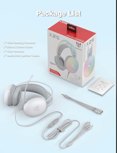 ONITOON Gaming Headset with Microphone, RGB Rainbow Lighting, PC Wired Lightweight Gaming Headphones for PS4/PS5/Laptop/MAC, 3.5mm Audio Over Ear Headphone, Stereo Surround Sound, Self-Adjusting Headband - Image 9