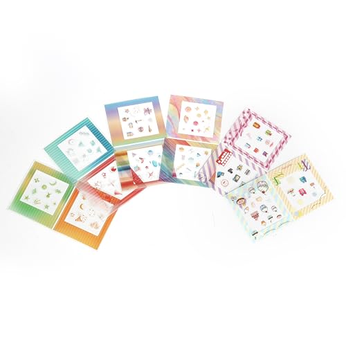 HIYQIN 12PCS Photo Border Stickers Compatible with Fujifilm Instax Square SQ Film, Pictures Decorative Stickers for Instax Square SQ1/6/10/20/40 Instant Camera Film - Rainbow Series