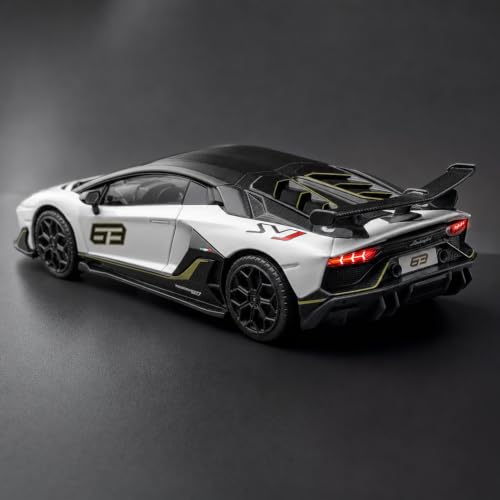 Image of Wizplex CCA Lamborghini Aventador SVJ 63 1:32 Officially Licensed Premium Die Cast Car with Display Stand - Pull Back, Light & Sound, Openable Doors & Rear Cover, Supercar Showpiece 3+