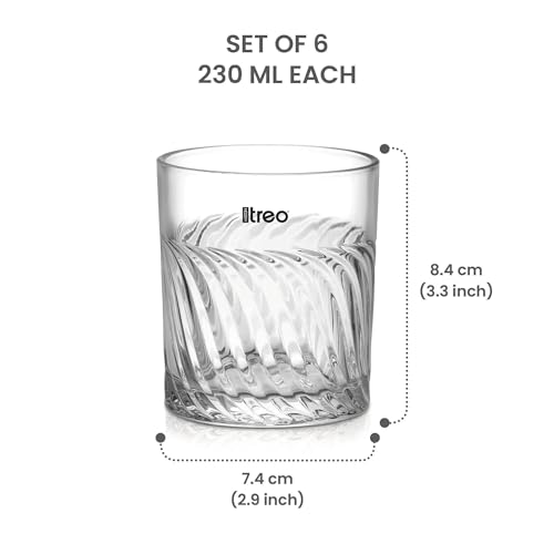 Image of Treo by Milton Tide Juice Tumbler I Premium Glass Set of 6 for Water, Cold Drink I Perfect for Home, Restaurants and Parties. 230 ml