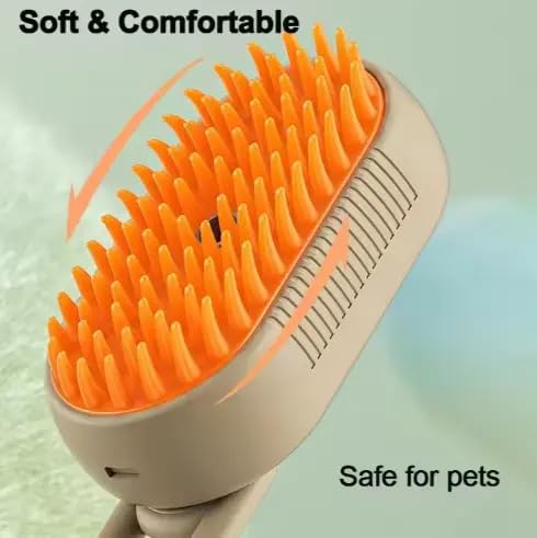 Image of 3-in-1 Cat Grooming Brush - Water Spray & Self-Cleaning Shedding Brush for Cats & Dogs - Pet Hair Removal & Massage Comb for Long & Short Hair (White). (White)