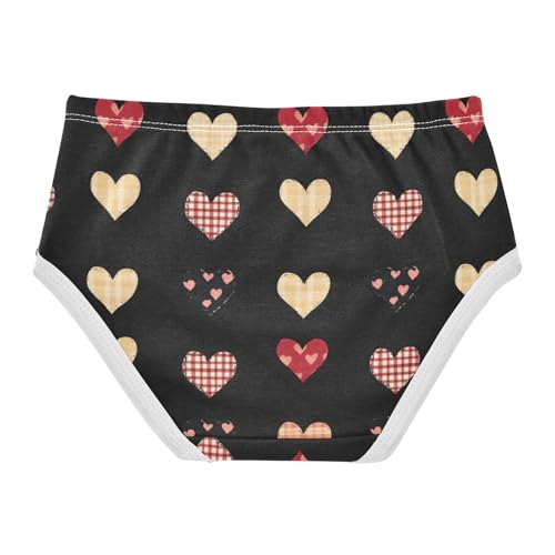ZZKKO Plaid Heart Black Girls Underwear Toddler Panties for Girls Comfort Brief Size 2T-8Y2