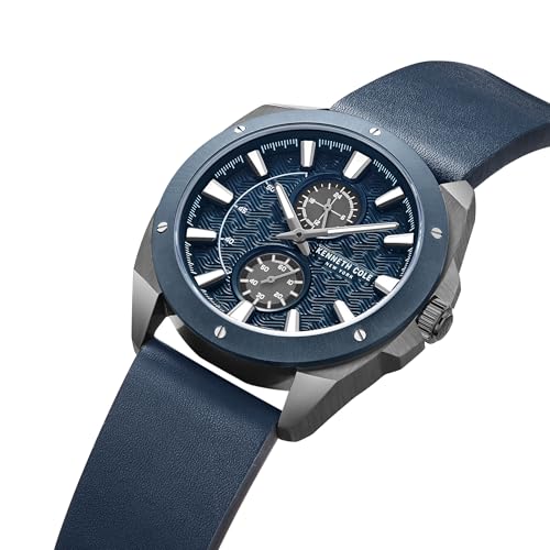 Image of Kenneth Cole Quartz Multifunction Blue Dial Blue Leather Strap Watch for Men - KCWGF0035601MN