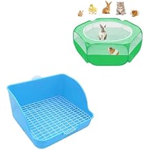 Amakunft Guinea Pig Playpen with Cover, Hamster Playpen with Top, Rabbit Pop Up Playpen with Roof & Pet Small Rat Toilet, Square Potty Trainer Corner Litter Bedding Box Pet Pan