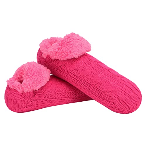Image of Snoozies Knit and Sherpa Slipper Socks for Women, Warm and Cozy Sherpa-Lined Socks Women Non Slip, Fits Shoe Sizes 5-10