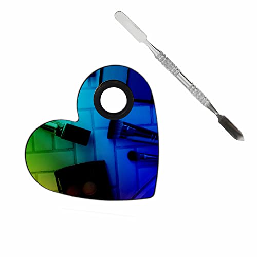 Image of Brain Freezer Shiny Makeup Palette With Stainless Steel Round Shape Spatula, 100 g (Heart Rainbow)
