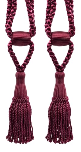 Alzapaños de borla burdeos 61 cm abrazadera para cortina gruesa y dormitorio 2