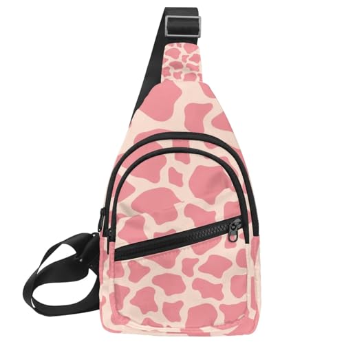 Sac à dos à bandoulière rose motif vache avec sangle réglable