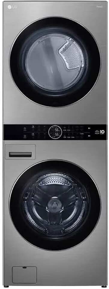 Lava e Seca Smart LG WashTower™ 17kg Aço Escovado com Inteligência Artificial AIDD™ WK17VS6A - 220V