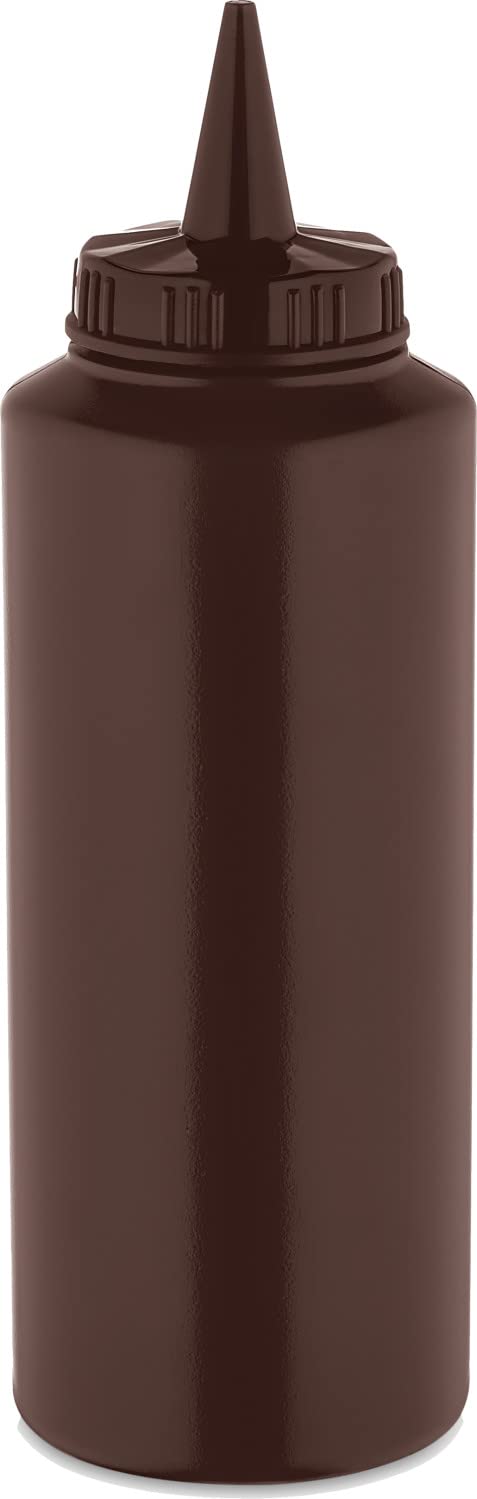 Sterling Ventures Squeeze Sauce Bottle for Condiment Colour Coded and Clear (500ml Brown Bottle)