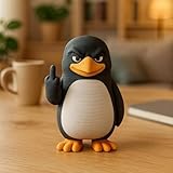 Middle Finger Penguin Figurine, Funny Penguin Desk Decor with Attitude, Small Resin Penguin Statue for Office Desk, Shelf, Home Decor, Gag Gift for Friends and Coworkers (S)